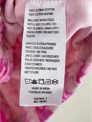 Pink Palm Puff Blush Bay Pajama Set Pink Supima Cotton Shorts Top XL thumbnail 7