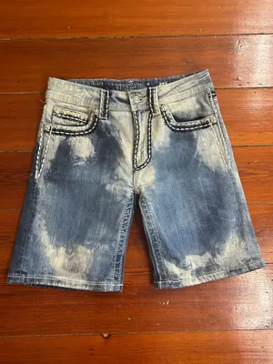 Miss Me Y2K Embellished Denim Bermuda Shorts Sz 25 Western Distressed 👽🧡 thumbnail 3