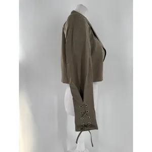Miss Selfridge ASOS Cropped Blazer US 4 Taupe Double Breasted Lace Up Sleeves thumbnail 6