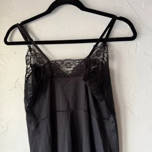 Vintage 70s Small Black Lace Slip Dress‎ Lingerie Nightgown Coquette Romantic thumbnail 4
