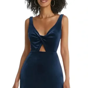 Dessy Lovely Velvet Twist Front Cutout Maxi Dress Midnight Blue Size 2 NWT thumbnail 9