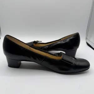Vintage Naturalizer Funster Black Leather Loafer Heels Women’s 8.5AA Narrow thumbnail 5