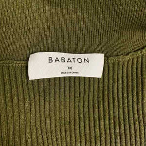 Babaton Aritzia McSweeney Ribbed Sweater Olive Green Collared V-Neck M NWOT thumbnail 8