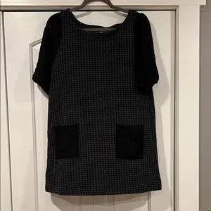 Anthropologie Black and‎ Gray Dress with Lace Accents medium thumbnail 3