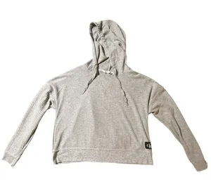 Calvin Klein Performance Womens Grey Waffle Knit Cropped Hoodie size Large thumbnail 1