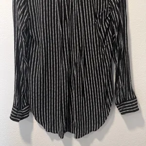 Anthropologie Maeve Size-8‎ Tunic Top Calia Black Geometric Stripe Buttondown thumbnail 9