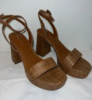 Marc Fisher Brown Woven Platform Block Heels thumbnail 1