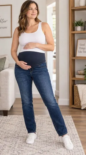 Old Navy Maternity Skinny Jeans Full Panel Adjustable Waist Dark Wash Size 8 thumbnail 1