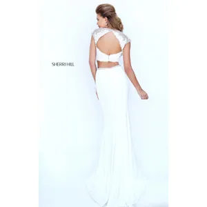 Sherri Hill 50025 White Two Piece Open Back Beaded‎ Gown Size 2 New! thumbnail 3