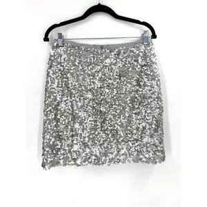 NWT J.Crew Sequin Mini‎ Skirt Womens 4 Silver F7872 Disco Party Glam Holiday thumbnail 3
