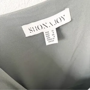 Shona Joy La Lune Olive Satin Ruched High Slit Formal Maxi Dress Gown thumbnail 4