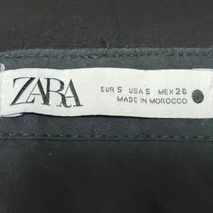 Zara Black High Rise Flat Front Straight Leg Ankle Trouser Dress Pants Size S thumbnail 4