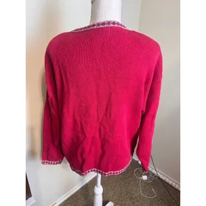 Vintage Heirloom Collectibles Christmas Teddy Bear Cardigan Red XL 1999 Holiday thumbnail 5