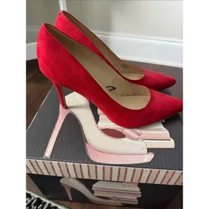Marc Fisher Red Suede Pointed Toe Pumps thumbnail 2