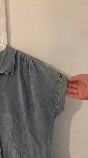 Denim Dress Button Up Short Sleeve Collared Neck thumbnail 9