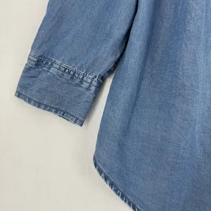 Liz Lange Maternity Target L Blue Chambray Lyocell Tunic Shirt Long Sleeve Chic thumbnail 5