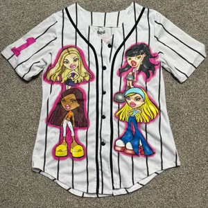 Women's Bratz Baseball Jersey Top White Size L thumbnail 1