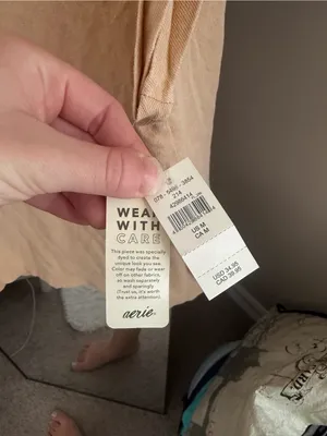 NWT Aerie Sleeveless V-Notch Cotton Tank Top in Beige thumbnail 4