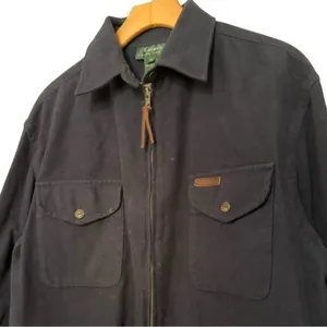 Lauren Ralph Lauren Women’s Size M Navy Blue Flannel Cotton Full Zip Jacket thumbnail 4