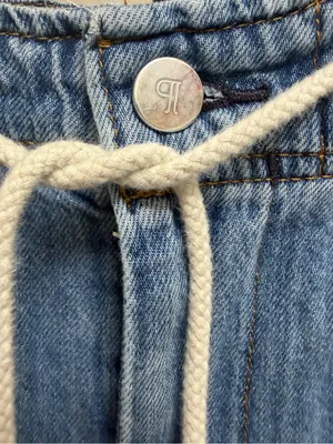 Pilcro Anthropologie The Surfer Drawstring Wide Leg Side Stripe Jean Denim S thumbnail 7
