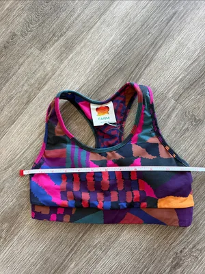 Farm Rio Abstract Patches racerback sports bra geometric print multicolor XS thumbnail 6