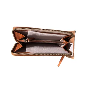 MARGOT New York Gabby Tan Genuine Leather Zip Around Wallet Wristlet. NWT thumbnail 3