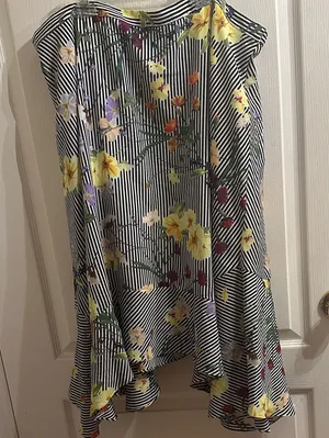 Calvin Klein Striped & Floral Midi Skirt thumbnail 1