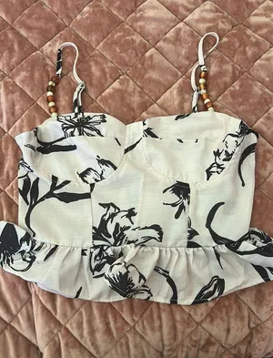 SheIn Tan and Black Printed Top thumbnail 1