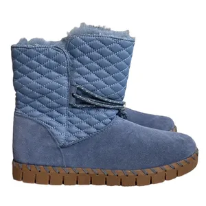 MUK LUKS Light Blue Quilted Suede Faux Fur Lined Winter Boots Womens Size 7 thumbnail 2
