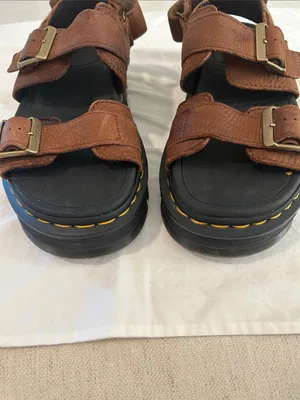 DR. MARTENS Zebzag Leather Sandal, Brown, Size 9, NWOT DISPLAY PAIR thumbnail 8