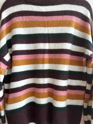 Madewell Women’s Payton Sweater Balloon Sleeve Stripe Cozy Wool Blend, Large thumbnail 16