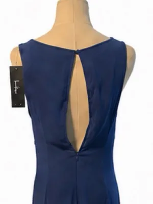 Lulus NWT Blue Cascading Ruffle Maxi Dress Medium Open Back High Low Hem thumbnail 6