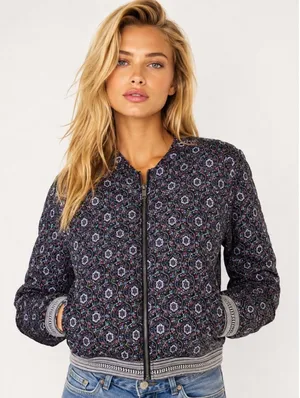 Forever 21 Ditsy Floral Quilted Bomber Jacket Y2K Revival 90s Gen Z Artsy Edgy S thumbnail 1