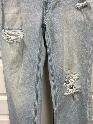 Pacsun Jordyn Low Rise Straight Jeans Blue Destroyed Light Wash 23 Baggy Cotton thumbnail 3