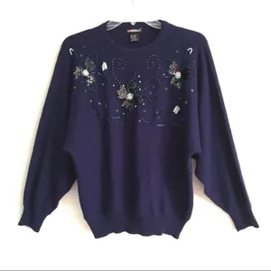 Vintage Y2K Whimsygoth women’s crewneck sequined beaded sweater M‎ thumbnail 1