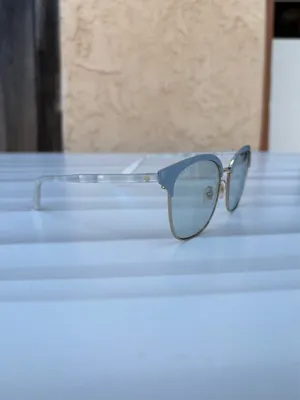 Gucci GG0244S-004 Clubmaster gold and light blue sunglasses thumbnail 8