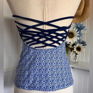 Arizona Jeans Blue Strapless Swim Top thumbnail 4