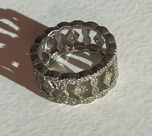 Vintage silver tone ring with rhinestones size 6.5 thumbnail 1