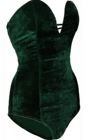 Emerald Green Velvet Bodysuit Size L thumbnail 1