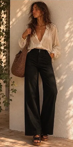 Anthropologie Maeve Black The Naomi Wide Leg Pants Sz.0 thumbnail 1