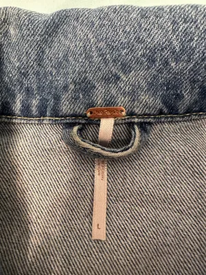 Free People Pleated Cropped Raw Hem Denim Jacket thumbnail 7