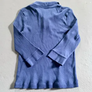 Lauren Ralph Lauren Navy Ribbed Knit Tie-Front Sweater Shirt Size Large thumbnail 2