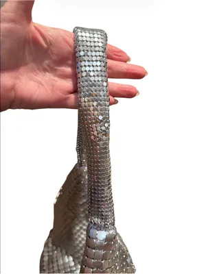 Metallic Silver Chainmail Hobo Shoulder Bag NWOT thumbnail 3