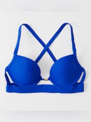 Abercrombie & Fitch Cobalt Blue Bikini Push Up Swim Top Criss Cross Straps thumbnail 2