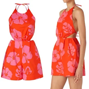 Staud Georgia Halter Neck Floral Print Romper thumbnail 2