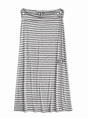 J.Crew Womens S Gray White Striped Maxi Skirt Modal Stretch Pull On thumbnail 5