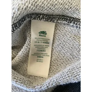 Roots Canada Raglan Micro‎ Stripe Sweatshirt Womens Size S Grey Pullover Cotton thumbnail 7