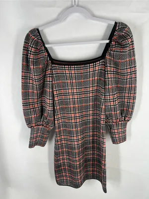 Zara Plaid Puff Sleeve Square Neck Mini Dress Size S thumbnail 6