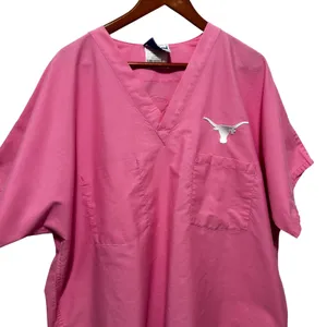 Landau Women Scrub Top XL Pink Texas Longhorns Medical Nurse Dental‎ Uniform thumbnail 3