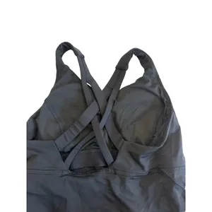 Lululemon Stash N Run Tank Top Built In Bra Size 4 Black Criss Cross Pockets thumbnail 7